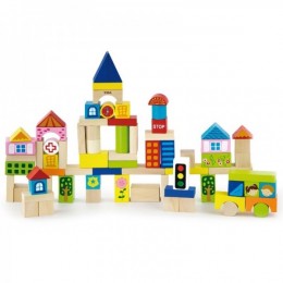Деревянные развивающие кубики в ведерке Viga Toys City 75 элементов