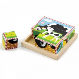 Деревянная головоломка Viga Toys Puzzle 6 Blocks 6 Pictures Farm