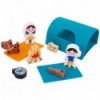 Tooky mänguasi puidust matkabussi tegelaste telkimine