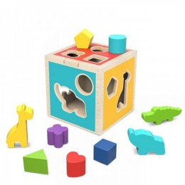 Tooky mänguasi puidust sorteerija Harivad kuubikud loomad geomeetrilised figuurid