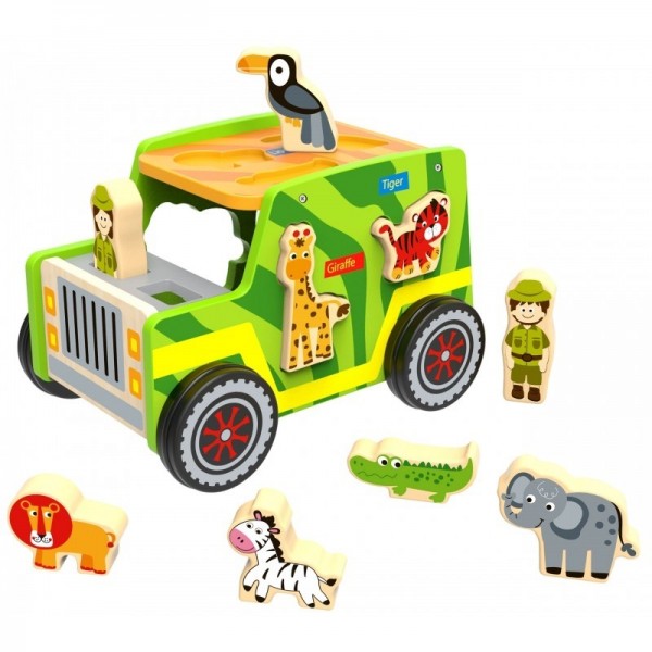 TOOKY TOY Puidust Jeep Safari Sorter Car