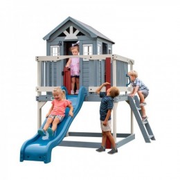 Деревянный домик с детской площадкой, горкой и песочницей Backyard Discovery