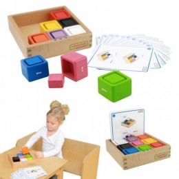 Värvilised tassid ja ruudukujulised klotsid puidust mänguasi Masterkidz värvisorteerija