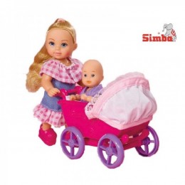 Кукла Simba Evi с розовой коляской и куклой