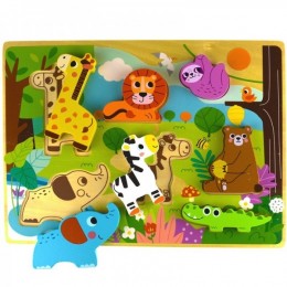 Деревянная головоломка Tooky Toy «Животные в лесу» Сопоставьте фигуры
