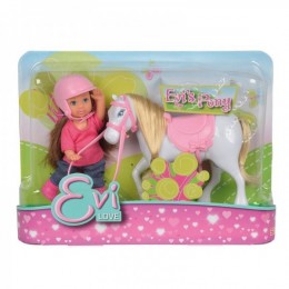 Кукла SIMBA Evi в розовом шлеме с пони