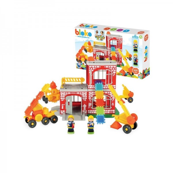 MOCHTOYS Klocki Jeżyki Pin Bricks FIRE FIGHTER в картонной упаковке 100 шт. + 2 фигурки