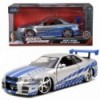 JADA kiire ja vihane Briani Nissan Skyline GTR 1:24 auto