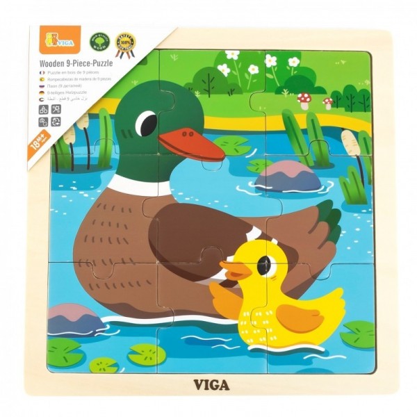 VIGA Handy Wooden Puzzle Ducks 9 elementi