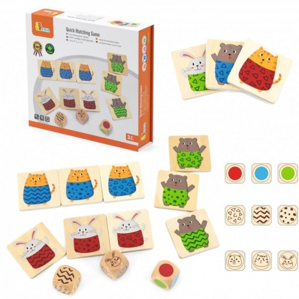 VIGA Wooden Puzzle Quick Match Game 27 tk.