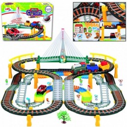 WOOPIE Electric Railway 2in1 Race Track Train Viaduct Auto XXL 192 el.